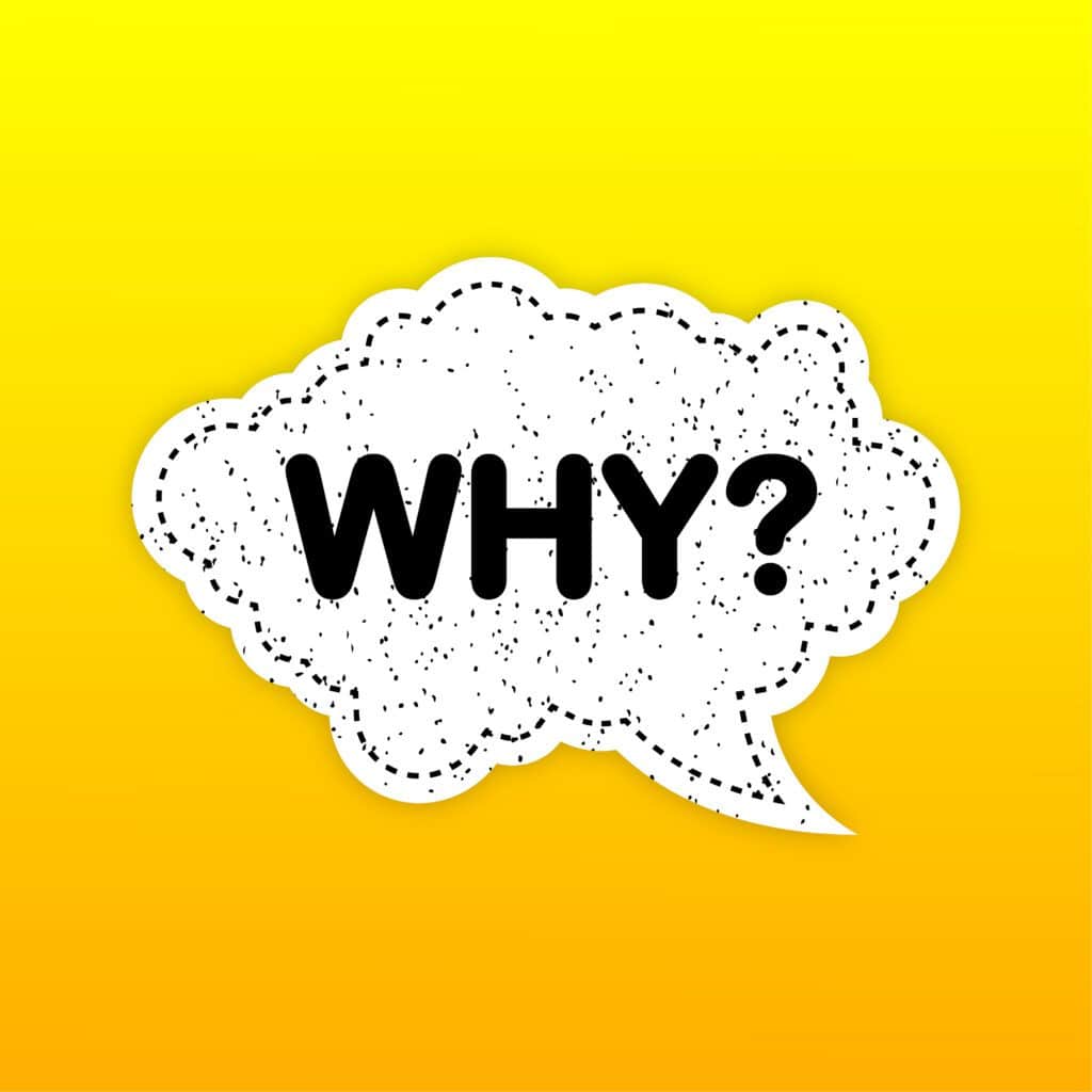Yellow 'Why' Speech Bubble Icon Symbol for Web Design and Sticker Design: Why Choose Us for Emergency Air Conditioning Maintenance?